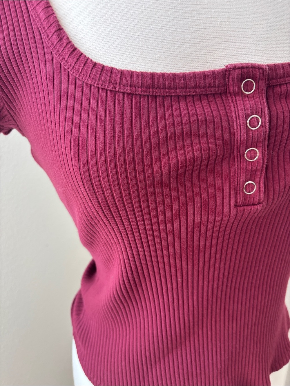 Maeve Ribbed Square-Neck Button top - Picture 7 of 7